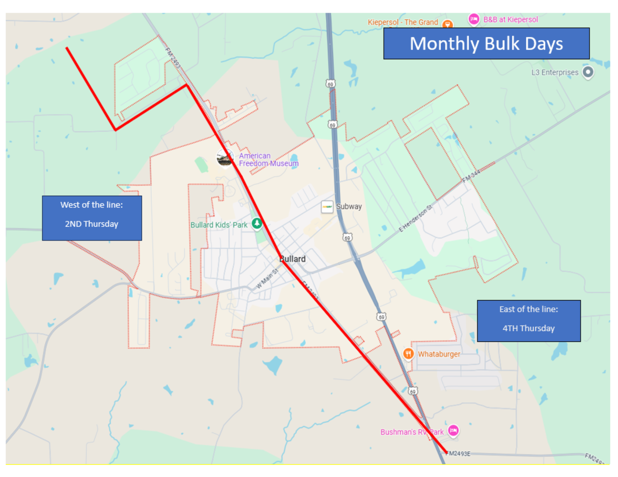 Bulky Pick Up Monthly Schedule